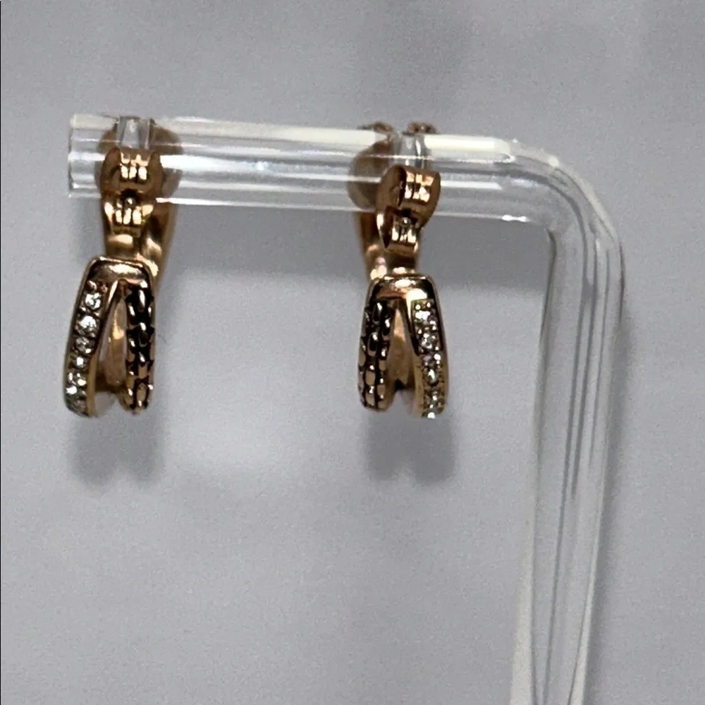 NWOT Rose Gold CZ Double Hoop Earrings By Designer DSMK